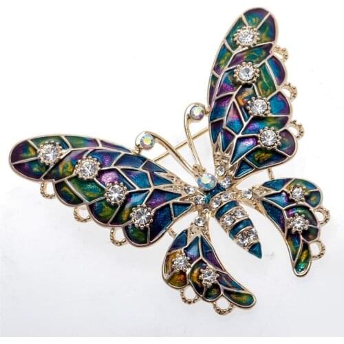 Butterfly brooch pin crystal animal bling women jewelry birthday gifts her girl wife sister daughter wholesale dropshipping WB05