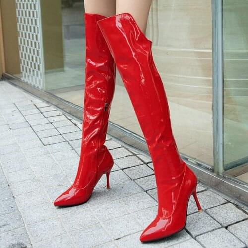 Fashion Zipper Women Knee High Boots Sexy Thin High Heel Over The Knee Boots Pointed Toe Autumn Winter Long Boots Lady