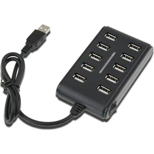 10 Port Hi-Speed USB 2.0 Hub + Power Adapter for PC Laptop Computer mice keyboard External drives use USB HUB 2.0