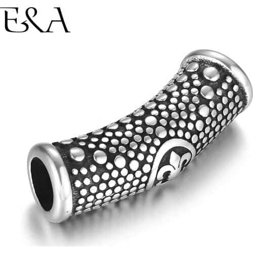 2pcs Stainless Steel Snake Tube Beads Big Large Hole 6mm Slider Charm DIY Men Leather Cord Bracelet Making Jewelry Accessories