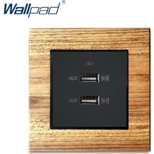 2 USB Socket For Iphone and Andiod Phone Wallpad Luxury Wooden Panel Electric Wall Power Socket