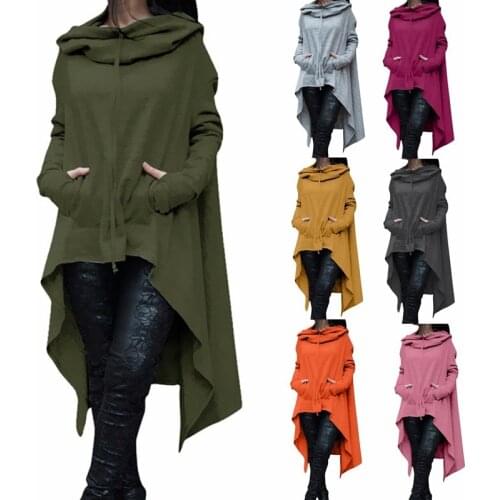 2020 Irregular Hoodies Solid Color Fashion Oversize Hoodies Sweatshirt Women Loose Hoody Mantle Hooded Pullover Outwear Coat