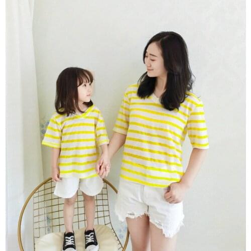 2021 spring and summer parent child wear boys' and girls' childrens striped family matching clothes