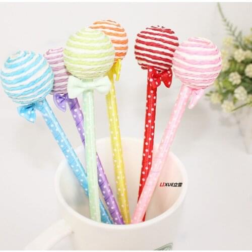 36 PCS Korean creative gift stationery Lovely ball lollipop candy pen bowknot ball-point pen students prizes
