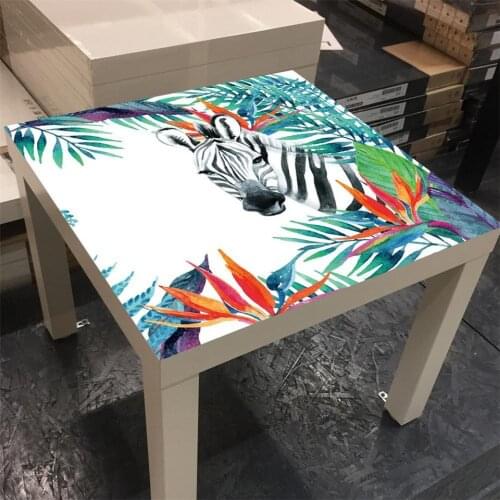 55*55CM European Style Zebra Table Wall Sticker Adhesive Desk Renovation Wallpaper Home Decor Living Room Desktop Mural Decals