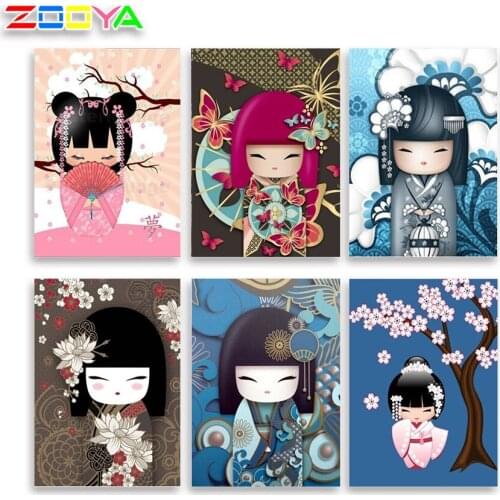 5D Diamond Painting Doll Japanese Diamond Diy Rhinestone Embroidery Mosaic Full Diamond Diamond Painting Home Decoration Sp704