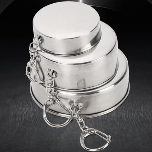 75ml/150ml/250ml Stainless Steel Folding Cup Portable Outdoor Travel Camping Telescopic Cup with Keychain Water Coffee Handcup