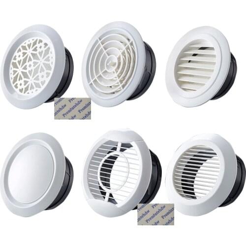 White ABS Plastic Round Air Vent Grill Cover Diffuser Ventilation Ducting Hose Louver Wall Ceiling Mounted