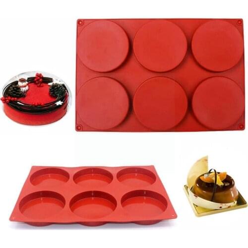 6-Cavity Large Cake Molds Silicone Round Disc Resin Coaster Baking Mold Non-Stick Bakeware For Candy Chocolate K0R5