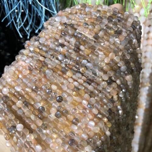 Natural Stone Beads 4mm Orange Garnet Faceted Bead Round Loose Beads for Jewelry Making Bracelets DIY Necklace Wholesale