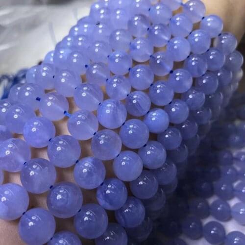 CHALCEDONY BLUE purple round 6/8/10MM AAA 37cm for DIY jewelry making loose beads FPPJ wholesale beads nature