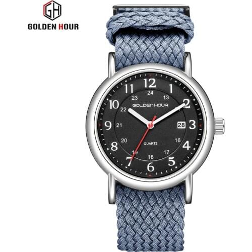 Men Watch GOLDENHOUR Fashion Luxury Business Quartz Wristwatch Mens Casual Waterproof Date Nylon Strap Watches Relogio Masculino