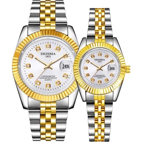Dropshipping Quartz Watch for Men Womens Watches Female Crystal Ladies Wristwatch Waterproof Gold Stainless Steel Reloj Hombre