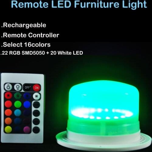 Kitosun RGBW Color Changing Rechargeable Plastic LED Furniture Lighting Under Table Decor Lights with Remote for Wedding Decor