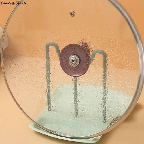 Kitchen Dish Pot Lid Storage Rack Countertop Punch-Free Spoons Holder Bracket Draining Tool Accessories For Pot Cover Plate new