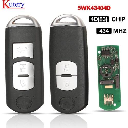 Kutery 2/3 Buttons VDO System Smart Remote Control Car Key Shell Case 5WK43404D 433MHz 4D+(83) Chip For Mazda 3 6 2014-2017