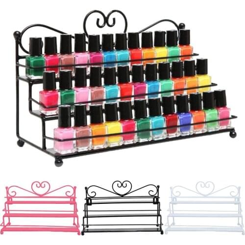 HOT SALES!!! 3 Layer Heart Nail Polish Shelf Cosmetic Display Stand Holder Rack Organizer Nail Art Display Rack Cosmetic Storage