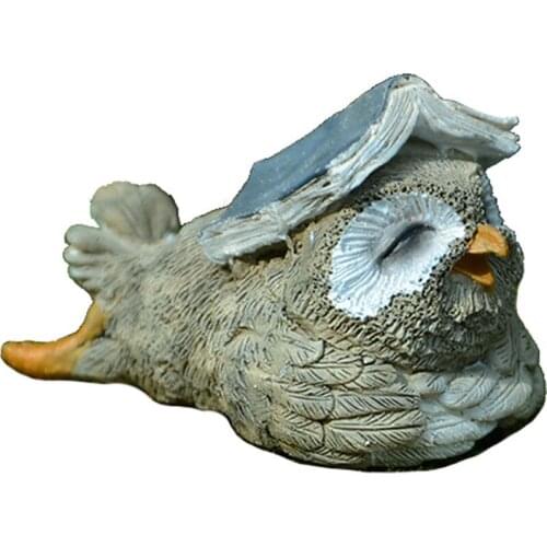 Cute Owl Creative Decoration Resin Animal Sculpture Garden Park Home Living Room Simulation Ornaments Micro Landscape Gift