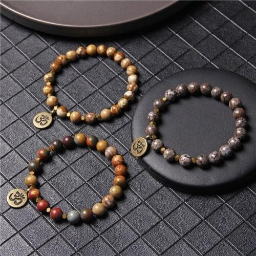 Fashion Natural Stone Buddha Beads Bracelet Yoga Chakra Mala Bracelet OM Women Men Beaded Charm Bracelet Handmade Jewelry Gifts