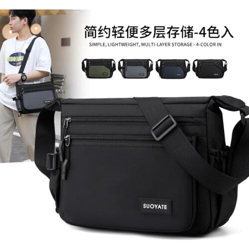 Mens Horizontal One-shoulder Messenger Bag Mens Fashion Large-capacity Book Bag Outdoor Sports Water Cup Bag Crossbody Bag