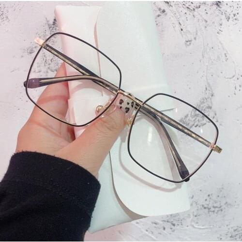 Women Mens Glasses Square Eyeglasses Frames Metal Optical Frame Vintage Blue Light Blocking Glasses Big Man Computer Glasses