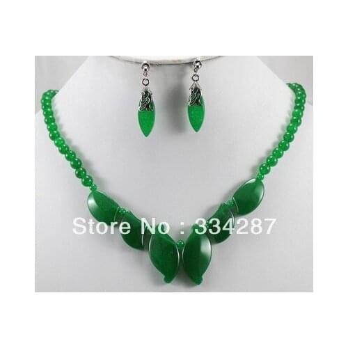 Green jades Necklace Earring set