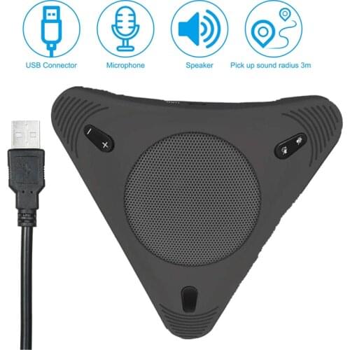 USB Desktop Computer Conference Omnidirectional Condenser Microphone Mic Speaker Speakerphone 360° Audio Pickup Plug & Play