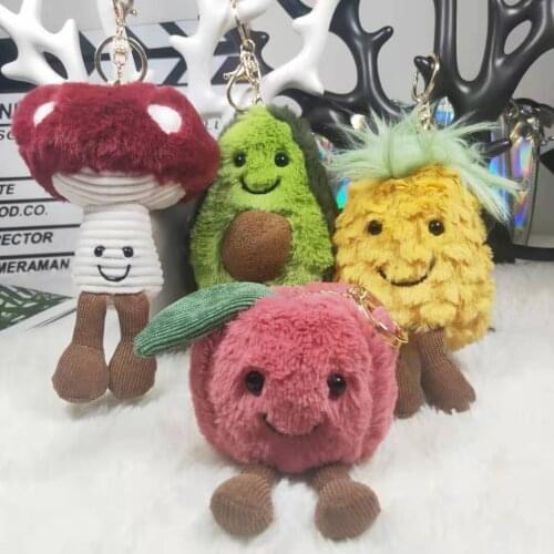 New 17cm plush simulation Avocado apple pineapple mushroom Favorite Keychain Bag decoration stuffed soft christmas festival gift