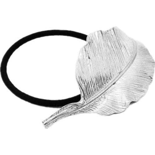New Metal Leaf Elastic Hair Bands Hair Ponytail Holder For Women Hair Accessories Jewelry