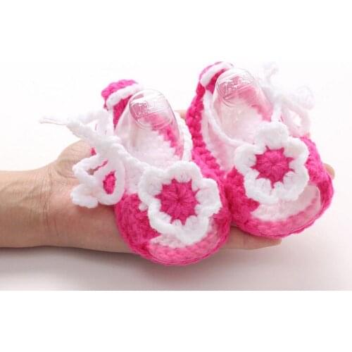 Newborn Baby Girls Shoes Knitted Cotton Cribs Shoes Casual Toddler Shoes Soft Sole Anti-Slip Prewalker 0-6M