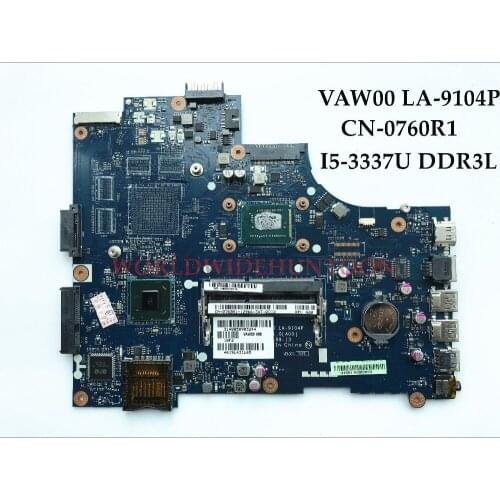 Wholesale VAW00 LA-9104P for Dell Inspiron 3521 5521 Laptop Motherboard CN-00FTK8 SR0XF i3-3227U DDR3L Fully Tested&High quality