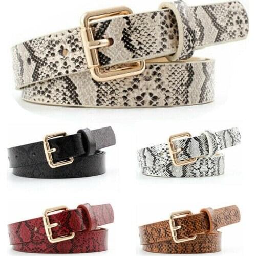 Snake Skin Belts Print For Women Pin Buckle PU Waist Women Girl Belt Snake Leather Dress Pattern Leather Belt