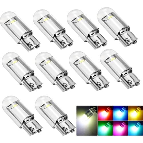 10x Newest W5W Led T10 Car Light COB Acrylic 6000K White License Plate Lamp Dome Read DRL Bulb Style 12V Clear Design
