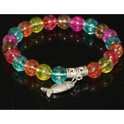 High quality multicolor simulated tourmaline crystal 8mm round beads diy bracelets jewelry making 7.5inch B2194