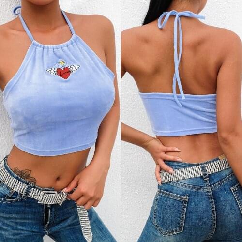Women Sexy crop top Vest Strapless Halter neck ropa mujer tank top backless bf sexy navel vest Crop Tops sleeveless Casual Tops
