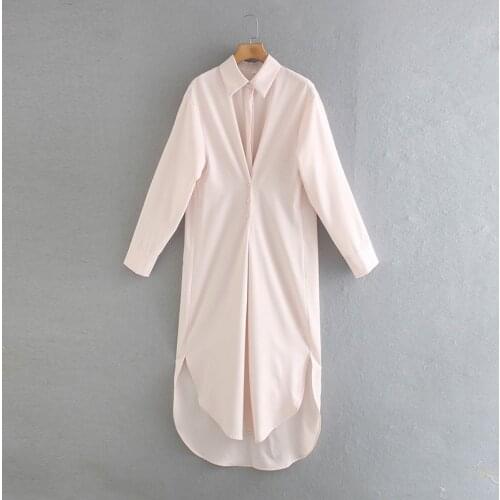 Spring new Za 2021 spring women Dress Silk satin texture shirt solid dress Office style Long Sleeve Mujer Vestidos