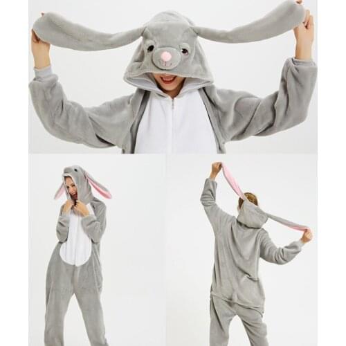 2020 Winter Christmas Kigurumi Pajama Adult Animal Unicorn Onesie Women Men Couple Flannel Zipper Pajamas Kegurumi Onesies