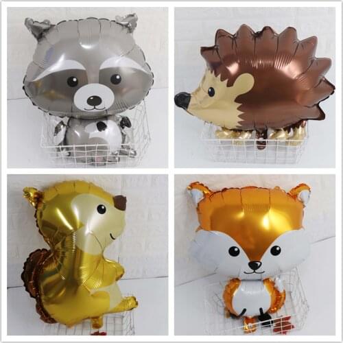 1pcs Large Jungle Hedgehog Fox Raccoon Balloons Cartoon Animal Foil Balloon Birthday Safari Party Decor Kids Toys
