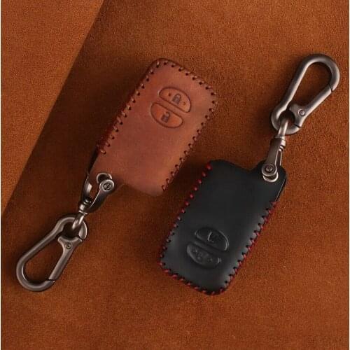 1 Pcs Genuine Leather Car Key Case Cover Holder With Keychain For Toyota Land Cruiser Prado 150 Camry Prius