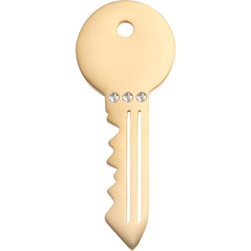 100% Stainless Steel Key Charms For Jewelry Making Gold Color Metal Key Charm Mirror Polished Wholesale 10pcs