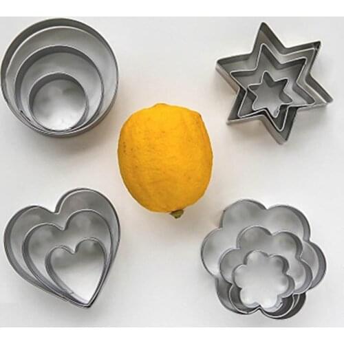 12Pcs/set Stainless Steel Cookie Cutters Heart/Star/Flower/Round Cake Mold DIY Baking Mould Kitchen Gadgets