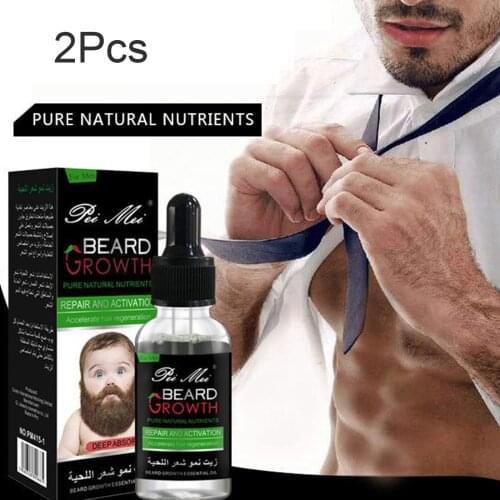 2pcs Professional Mustache Beard Growth Oil Fast Growing Facial Hair Growth Barbe Facial Hair Growth Serum Beard Products