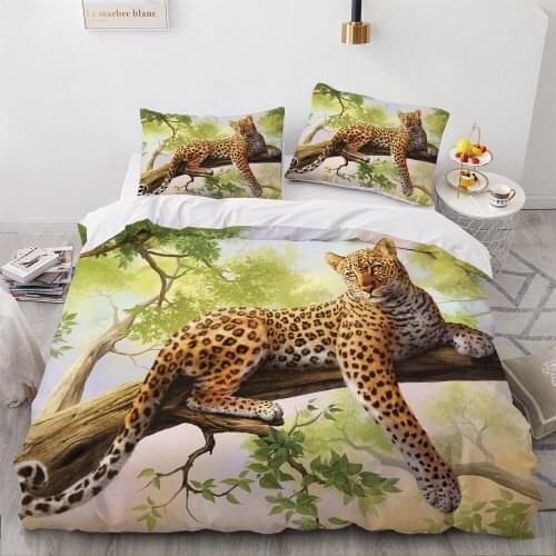 3D Bedding Sets Leopard Natural Green Duvet Quilt Cover Set Comforter Bed Linen Pillowcase King Queen Full 230*230 Home Texitle
