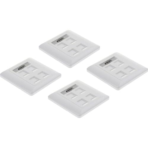 4x Quad Data Wall Outlet Face Plate 4 Port RJ45/RJ11 Ethernet Network Socket