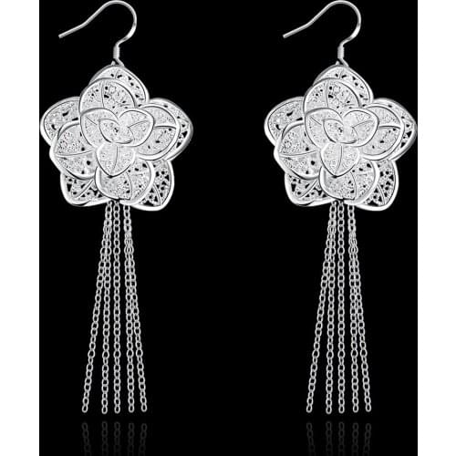 925 Sterling Silver Earrings for Women fashion Jewelry tassel Flowers earrings Valentines Day Gifts Trendsetter recommendation