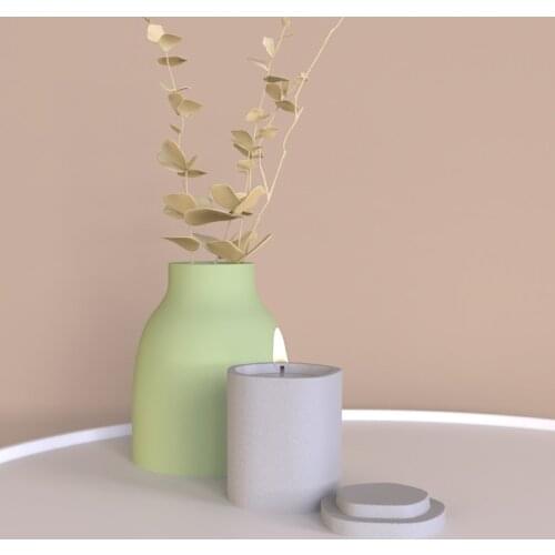 Concrete Candle Cup Silicone mold Simple Design of Cement aromatherapy Cup Wax Mold Storage Box with lid Silicon molds