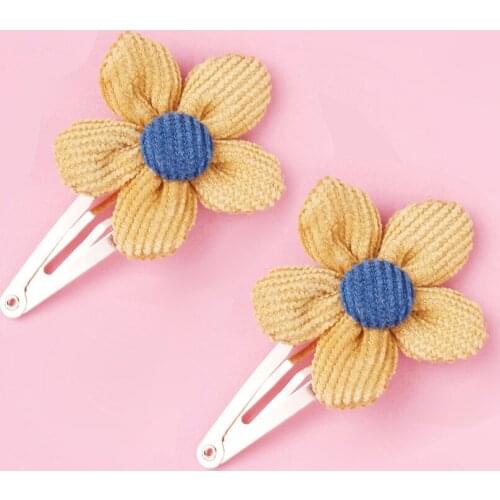 Baby Hair Clips Corduroy Barrette For School Girls Side Clip Children Princess Hairpin Infant Handmade Flower Hair Accessories