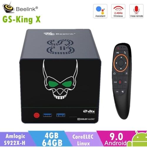 DHL 1pc Beelink GS-KING X Amlogic S922X-H Smart Android 9.0 TV Box 4GB DDR4 64GB Dolby Audio DTS Listen 4K HD Hi-Fi Media Player