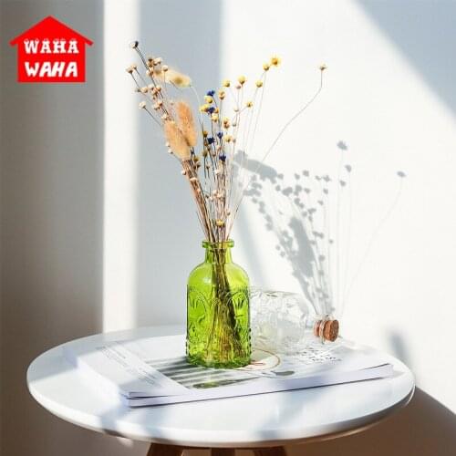 White/Green/Brown Artificial Flowers for Wedding Vases for Flowers Artificial Flower Bouquet with Vase Wedding Table Decor