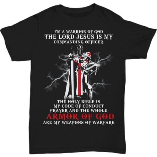 Christian Knight Templar T-Shirt Warrior Of God Crusader Prayer Armor Tee Gifts